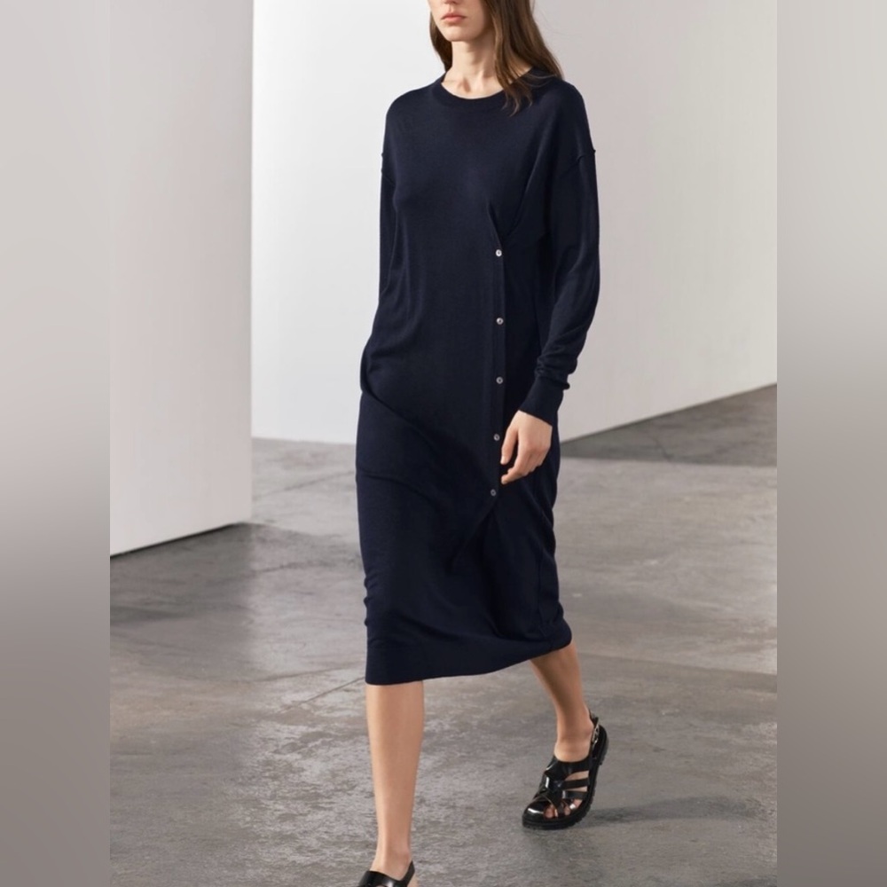 NWT Zara Oversized Navy Long Sleeve Sweater Dress - Picture 2 of 7